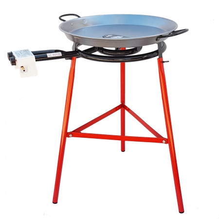 The Paella Company - Vaello 400mm Garden Paella Set with 400mm dual ring  gas burner, 50cm-55cm Polished Steel or Enamelled Paella Pans, strong  tripod stand and gas hose